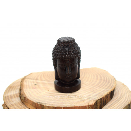Statue tte de bouddha en bois