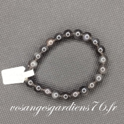 Bracelet Obsidienne argente 8mm