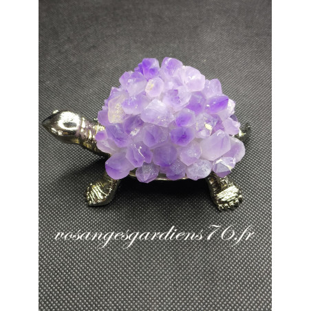 Tortue en améthyste couleur argentée