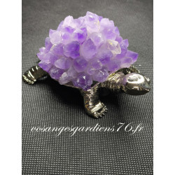 Tortue en améthyste couleur argentée