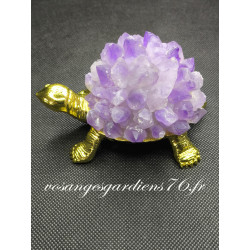 Tortue en améthyste couleur dorée
